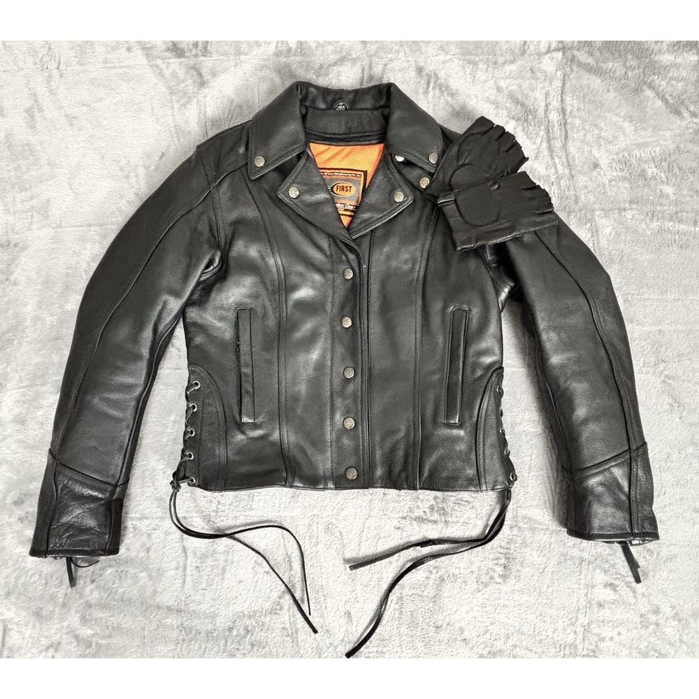First Classics Women's Leather Motorcycle Jacket Thinsulate Liner M
